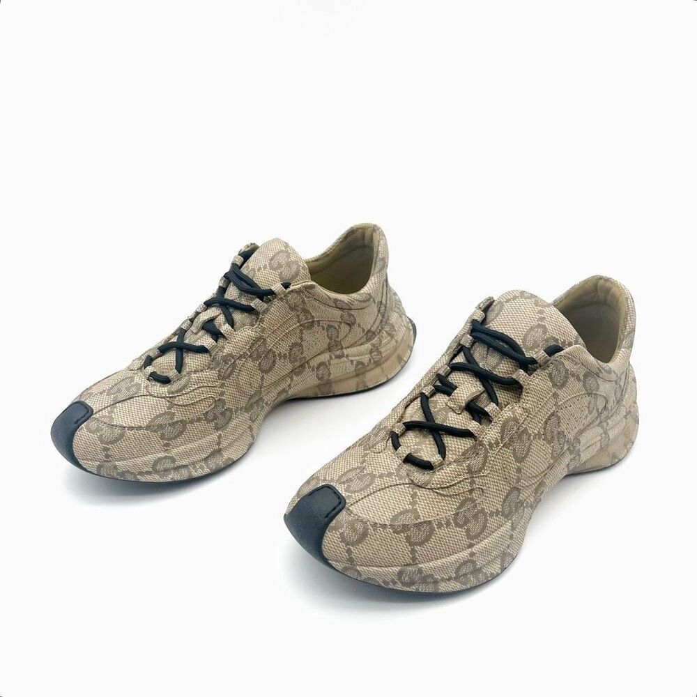 GUCCI Brown Run GG Logo Sneakers Size 39.5 US 9 Low Top Lace Up Monogram